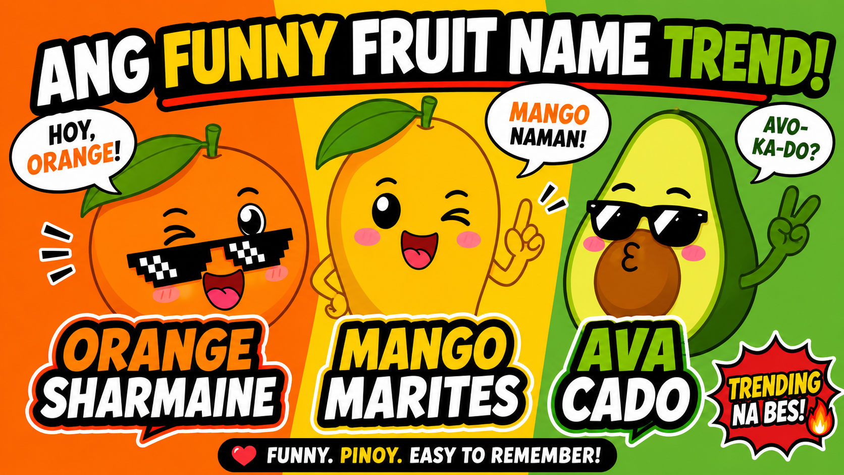 Orange Sharmaine trend funny fruit meme with mango and avocado